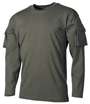 US Shirt, langarm, oliv, mit Ärmeltaschen