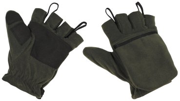 Fleece-Faust-Fingerhandschuhe, oliv, mit Ausziehschlaufen