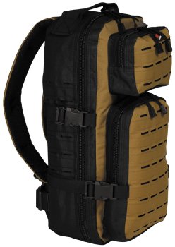 Rucksack, "Assault-Travel", Laser, schwarz-coyote tan