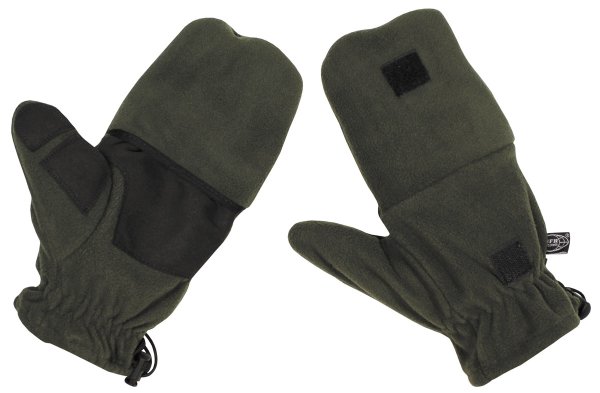 Fleece-Faust-Fingerhandschuhe, oliv, mit Ausziehschlaufen