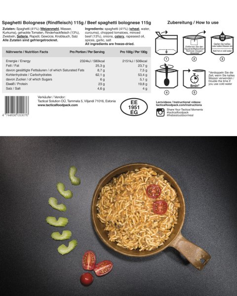 TACTICAL FOODPACK® BEEF SPAGHETTI BOLOGNESE