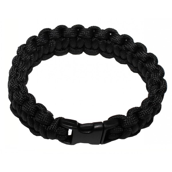 Armband, "Paracord", schwarz, Clipverschluss, Breite 1,9 cm