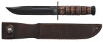 USMC Kampfmesser, Griff aus Lederringen, Lederscheide